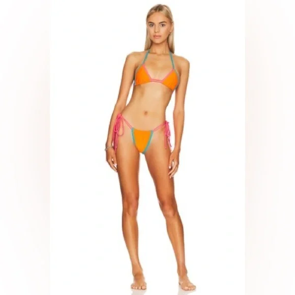 Superdown Vibrant Orange and Pink Bikini Set size XS/S - Picture 4 of 9